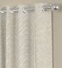 Cream Geometric Polyester 7 Ft Semisheer Eyelet Door Curtains (Set of 2)