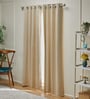 Cream Polyester Solid 7ft Blackout Eyelet Door Curtain (2 Pc)