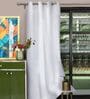 Cream Polyester Solid 7ft Room Darkening Eyelet Door Curtain
