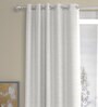 Cream Polyester Solid 9 Ft Semisheer Eyelet 2 Door Curtains