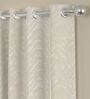 Green Geometric Polyester 9 Ft Semisheer Eyelet Door Curtains (Set of 2)