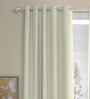 Cream Solid Polyester 9 Ft Semisheer Eyelet Door Curtains (Set of 2)