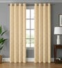 Cream Poleyster Floral 7 Feet Semi Transperency Ring Top Door Curtains 2Pcs