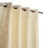 Cream Poleyster Floral 7 Feet Semi Transperency Ring Top Door Curtains 2Pcs