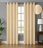Cream Poleyster Floral 7 Feet Semi Transperency Ring Top Door Curtains 2Pcs