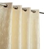 Cream Poleyster Floral 9 Feet Semi Transperency Ring Top Long Door Curtains 2Pcs