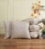 Cream Solid Jute 16 x 16 Inches Cushion Covers (Set of 5)