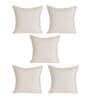 Cream Solid Jute 16 x 16 Inches Cushion Covers (Set of 5)