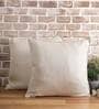 Cream Solid Jute 18 x 18 Inches Cushion Covers (Set of 2)