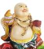 Cream Red Polyresin 6.5 Inches Laughing Buddha Idol