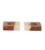 Cream Resin & Mangowood Tealight Holder Set of 2