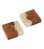 Cream Resin & Mangowood Tealight Holder Set of 2