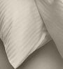 Cream Satin Striped 210 TC Pure Cotton King Sized Bedsheet with 2 Pillow Covers