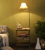 Francis Cream Iron Shade Shelf Floor Lamp With Wood Base