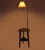 Silver Cream Iron Shade Shelf Floor Lamp With Wood Base
