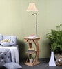 Regis Cream Iron Shade Shelf Floor Lamp With Wood Base