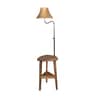 Silver Cream Iron Shade Shelf Floor Lamp With Wood Base