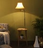 Silver Cream Iron Shade Shelf Floor Lamp With Wood Base