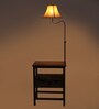 Francis Cream Iron Shade Shelf Floor Lamp With Wood Base