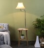 Silver Cream Iron Shade Shelf Floor Lamp With Wood Base