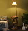 Regis Cream Iron Shade Shelf Floor Lamp With Wood Base