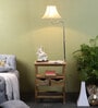 Francis Cream Iron Shade Shelf Floor Lamp With Wood Base