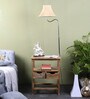 Francis Cream Iron Shade Shelf Floor Lamp With Wood Base