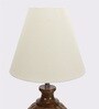 Erika Cream Fabric Shade Night Lamp With Wood Base