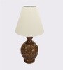 Erika Cream Fabric Shade Night Lamp With Wood Base