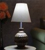 Erika Cream Fabric Shade Night Lamp With Wood Base