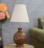 Erika Cream Fabric Shade Night Lamp With Wood Base