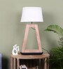 Cream Shade Table Lamp With Wood Base