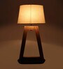 Cream Shade Table Lamp With Wood Base