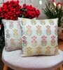 Cream Silk blend Brocade Meenakari Floral 16x16 inches Cushion Covers (Set of 2)