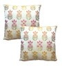 Cream Silk blend Brocade Meenakari Floral 16x16 inches Cushion Covers (Set of 2)
