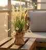 Cream Silk Plastic And Jute Artificial Foxtail Grass Arrangement Flower Bunch With Jute Wrap