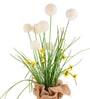 Cream Silk Plastic And Jute Chic Artificial Dandelion Arrangement Flower Bunch With Jute Wrap