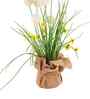 Cream Silk Plastic And Jute Chic Artificial Dandelion Arrangement Flower Bunch With Jute Wrap
