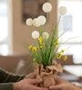 Cream Silk Plastic And Jute Chic Artificial Dandelion Arrangement Flower Bunch With Jute Wrap
