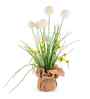 Cream Silk Plastic And Jute Chic Artificial Dandelion Arrangement Flower Bunch With Jute Wrap