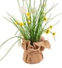 Cream Silk Plastic And Jute Chic Artificial Dandelion Arrangement Flower Bunch With Jute Wrap