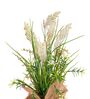 Cream Silk Plastic And Jute Faux Pampas Grass Arrangement Flower Bunch With Jute Wrap
