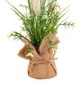Cream Silk Plastic And Jute Faux Pampas Grass Arrangement Flower Bunch With Jute Wrap