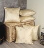 Cream Traditional Silk 16 x 16 Inches Cushion Covers (Set of 5)