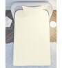 Cream Solid 210 TC Cotton Single Sized Bedsheet with 1 Pillow Cover Satin Stripe 2024 Collection