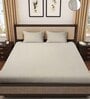 Cream Solid 300 TC Yarn Double King Fitted Sized Bedsheet with 2 Pillow Covers
