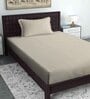 Cream Solid 300 TC Yarn Single Fitted Bedsheet With 1 Pillow Cover