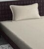 Cream Solid 300 TC Yarn Single Fitted Bedsheet With 1 Pillow Cover