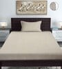 Cream Solid 300 TC Yarn Single Fitted Bedsheet With 1 Pillow Cover