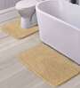 Cream Solid Polyester 28x20 Inches AntiSkid 1 Bathmat & 1 Contour Mat